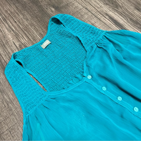 Studio by YDE Teal Turquoise Button Down Tank Top Shirt - Picture 2 of 6